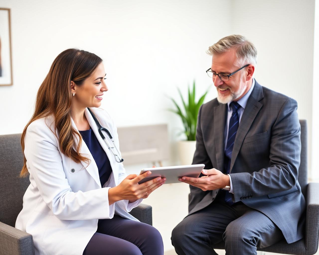 Executive wellness consultation with a healthcare professional